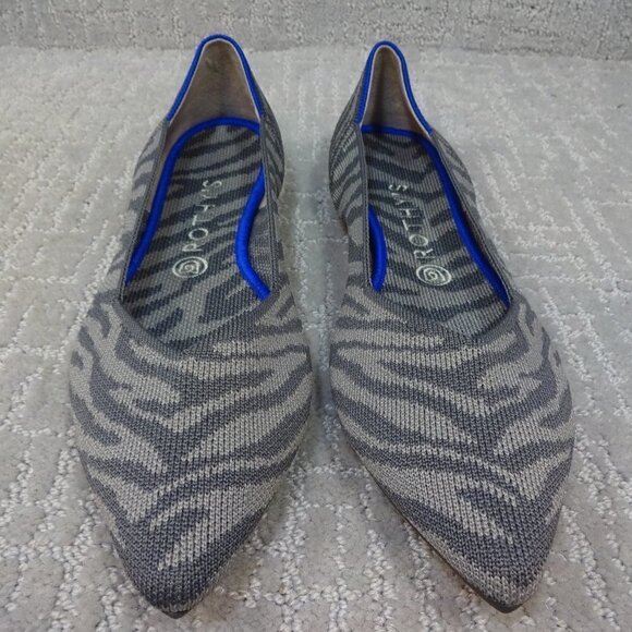 ROTHY'S The Point Retired Zebra Print Flats Slip on Shoes Women's Size 7 - Picture 2 of 12